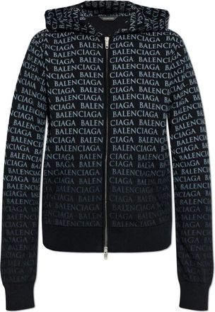Balenciaga Cardigans, female, Black, Size: XS Hooded Cardigan