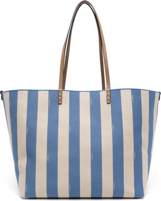 Fendi large Roll cotton tote bag - women - Calf Leather/Cotton - OS - Blue