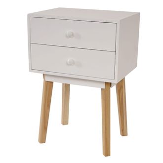 Hhg Nunca Usado] C&oacute;moda Malm&ouml; T271, Mesa Auxiliar Mesilla De Noche, Dise&ntilde;o Retro 59x40x30cm, Caj&oacute;n Blanco