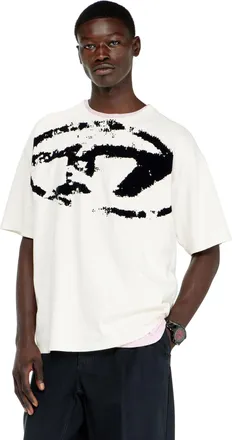 Diesel T-shirt with distressed flocked logo - T-Shirts - Man - White