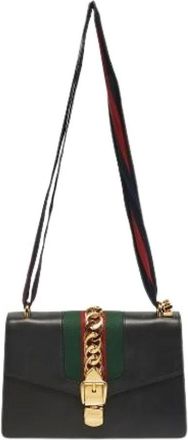 Gucci Pre-owned Cross Body Bags, female, Black, Size: ONE SIZE Pre-owned Leather Shoulder Bag