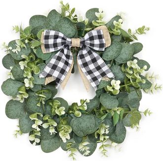 OEM Corona De Puerta - Corona De Eucalipto Artificial - Para Interior Y Exterior - Di&aacute;metro 35 Cm - Decoraci&oacute;n Vers&aacute;til Para Veranda, Granja Y Jard&iacute;n
