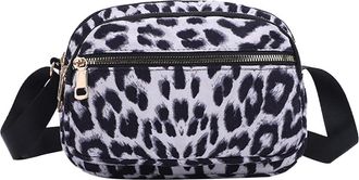 Generic Leopard Crossbody Bag Faux Suede Zipper Shoulder Camera Purse for Women (Black)