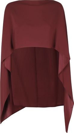 Alberta Ferretti Red Asymmetrical Hem Viscose Cape