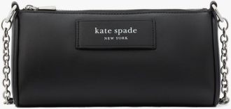 Kate Spade New York Womens Label Pochette - Black Leather - One Size