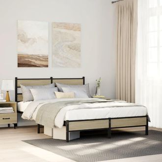 Berkfield Home Bed Frame without Mattress Sonoma Oak 140x190 cm Engineered Wood in Brown