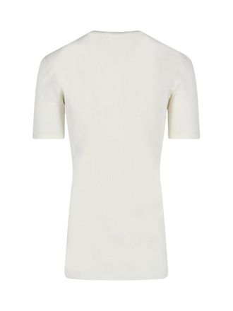 Dolce & Gabbana Ribbed-Knit Cotton Henley Shirt - White