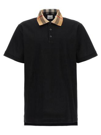 Burberry Mens Vintage Check Print Collar Polo Shirt in Black Cotton - Size Medium