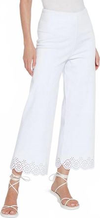 Lyss&eacute; Eyelet Embroidered Wide Leg Crop Pant In White