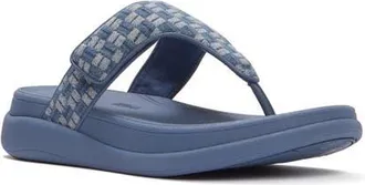 FitFlop F-Mode Go Adj Checkerboard-Denim Toe-Post Sandals in Light Denim at Nordstrom, Size 11
