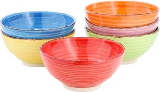 Elama Color Ridge 6.25 Inch 6 Piece Round Stoneware Assorted Bowl Set at Nordstrom