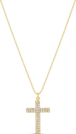 SHYMI Double Pav&eacute; Cross Pendant Necklace - 14K Gold-Filled, Cubic Zirconia Pav&eacute; Detailing, Chain 16, Day to Night