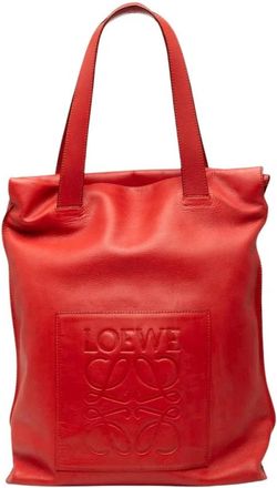 Loewe Pre-owned Leren Tote Bag - Dames - Vintage Shopper - Rood - ONE Size - Leer - Vintage