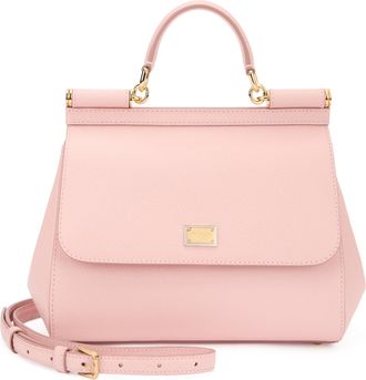 Dolce & Gabbana Womens Mini Handbag Calfskin Dauphine Pink Viscose Handbags Hand Bags