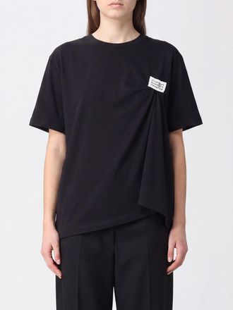 Maison Margiela Draped Cotton T-shirt with Asymmetrical Hem