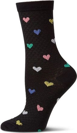 MeMoi Colorful Hearts Cotton Blend Crew Socks in Black at Nordstrom, Size 9
