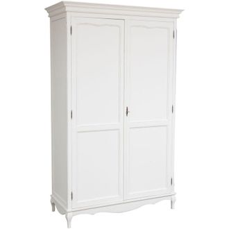 Biscottini International Solid lime wood antiqued white frame Shabby W130xDP57xH210 cm sized wardorbe. Made in Italy