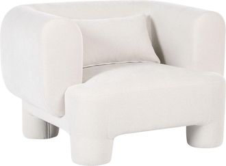 Beliani Poltrona In Tessuto Imbottito Con Texture Morbida, Gambe Cilindriche, Stile Organico, Bianco Hogbo