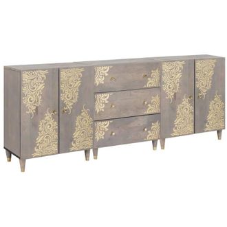 vidaXL Bathroom Cabinet Set 3 pcs Grey and Gold 180 x 33 x 75 cm vidaXL