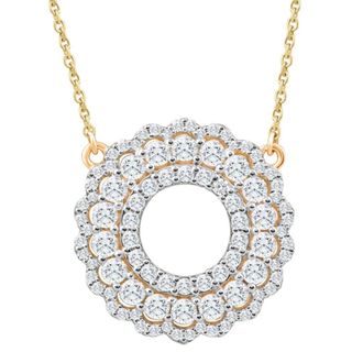 Pompeii3 1Ct TW Diamond Circle Pendant Womens Lab Grown 18mm Wide 18 Necklace