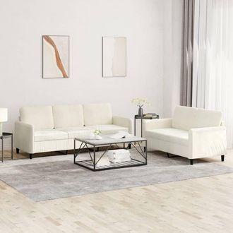 vidaXL Juego De Sof&aacute;s 2 Piezas Terciopelo Crema Vidaxl