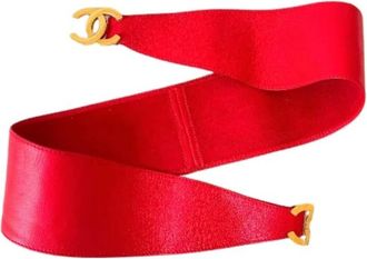 Chanel Pre-owned CC Buckle Belt - Dames - Vintage Accessoires - Rood - ONE Size - Leer - Vintage