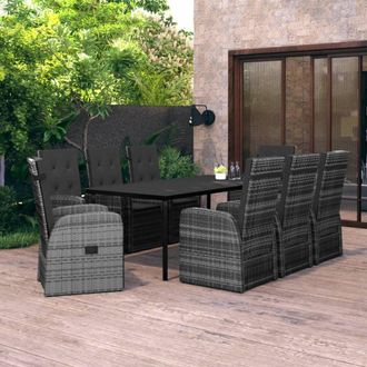 vidaXL Juego De Comedor De Jard&iacute;n 9 Pzas Con Cojines Gris Vidaxl