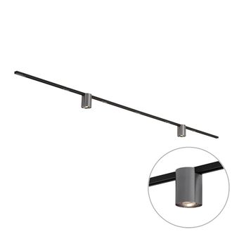 QAZQA Qazqa Modern Railsysteem Zwart Met 2 Spots Gunmetal 1-fase