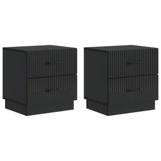 vidaXL Armario De Noche Con Caj&oacute;n 2 Pcs Negro 43 X 34,5 X 44,5 Cm Vidaxl