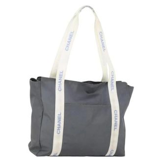 Chanel Pre-owned Tote Bags, female, Gray, Size: ONE SIZE Pre-owned Vintage Nylon Tote Bag