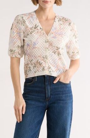 Ellen Tracy Pointelle Stitch Sweater in Spring Floral at Nordstrom Rack, Size X-Large