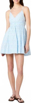 French Connection Rhodes Poplin Stacey Mini Dress In White/ Poolside Blue