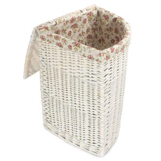 Red Hamper Cotton Lined Wicker White Wash Corner Laundry Baskets