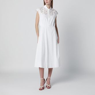 Valentino Abito midi bianco con ricamo Sangallo