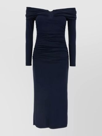 Carolina Herrera off shoulder long sleeve ruched midi dress