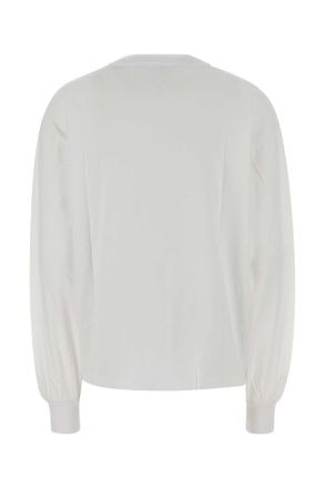 Ganni Womens White Cotton Oversize T-Shirt Bright Organic T-shirts And Polos