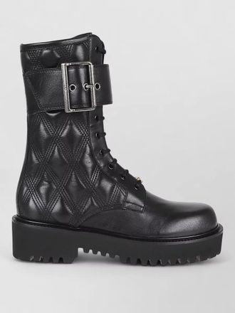 Valentino Garavani combat boot buckle detail quilted sole