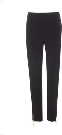 Elisabetta Franchi Slim Fit Broek met Ritsboord - Dames - Slim Fit Broeken - Zwart - L - Polyester - Broeken