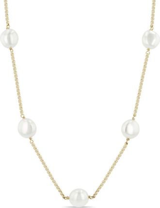 Zo&euml; Chicco 14K Gold Baroque Pearl Station Necklace in 14K Yellow Gold /White Pearl at Nordstrom, Size 18