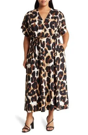By Design Print Short Sleeve Maxi Dress in Kitten at Nordstrom Rack, Size 0X