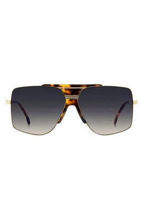 Victoria Beckham 62mm Square Aviator Sunglasses in Havana Gold/Dk Blue Sf at Nordstrom