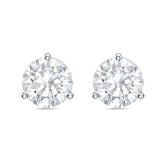 Diana M. Jewels 14kt white gold lab grown round diamond stud earrings weighing 2.50 cts tw set in martini setting
