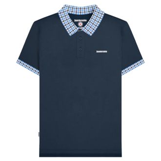 Lambretta Heren SS25 Gingham Polo Shirt (Marineblauw)