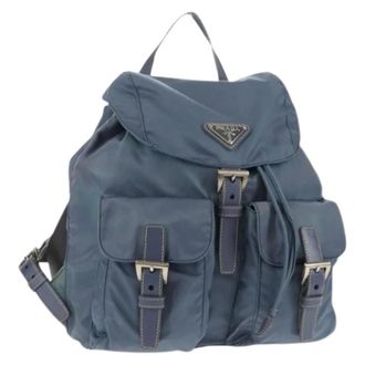 Prada Pre-owned Backpacks, female, Blue, Size: ONE SIZE Pre-owned Vintage Nylon Backpack