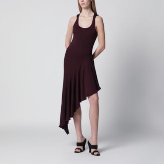 Alaia Asymmetric fluid jersey dress in burgundy viscose