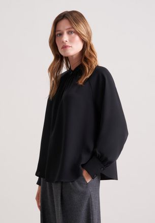 Seidensticker Klassische Bluse SEIDENSTICKER, Damen, Gr. XL(42), schwarz, 100% Polyester, unifarben, relaxed fit, Blusen Klassische Bluse, 1/1 Uni