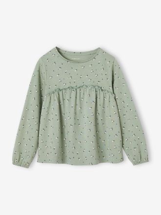 Vertbaudet M&auml;dchen Blusenshirt mit Print graugr&uuml;n