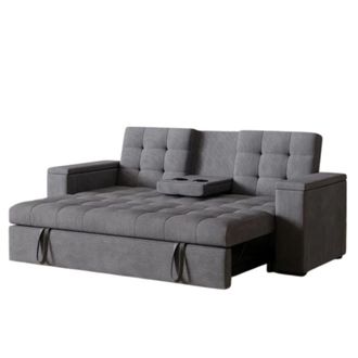 Concept Usine Sofá cama de 3 plazas gris de pana