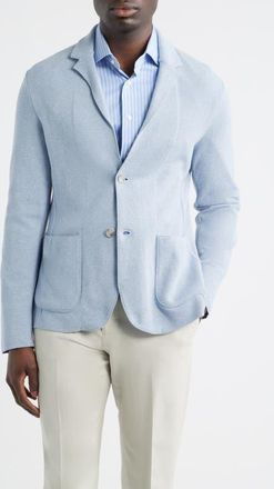 Emanuel Berg Premium Cotton Knit Sport Coat in Light Pastel Blue at Nordstrom, Size Xx-Large