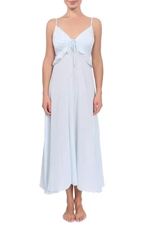 Everyday Ritual Ruffle Empire Waist Nightgown in Sea Glass Blue at Nordstrom, Size Large
